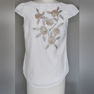 White House Black Market Beaded Floral Top